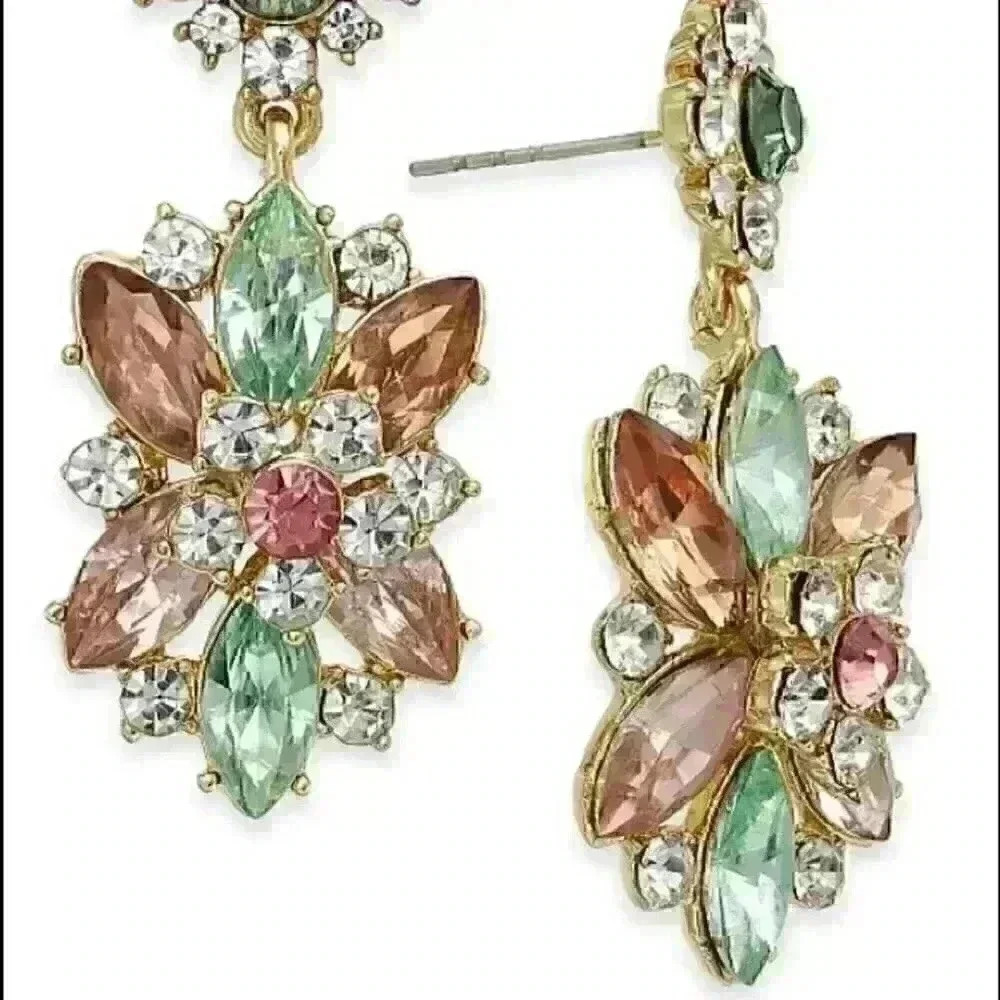 Charter Club new Gold Tone Stone & Flower Earring